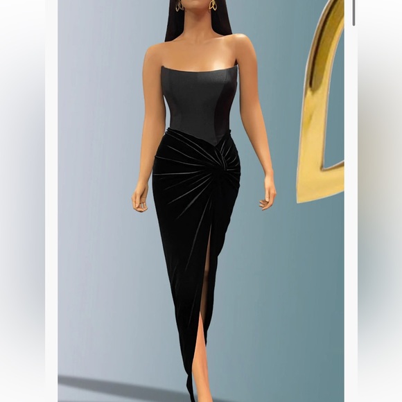 satin/half velvet closed the original slit to sit by of knee (thigh closed) - Picture 2 of 2